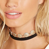 Kaamastra Bohemian Wrap Around Coin Choker Necklace